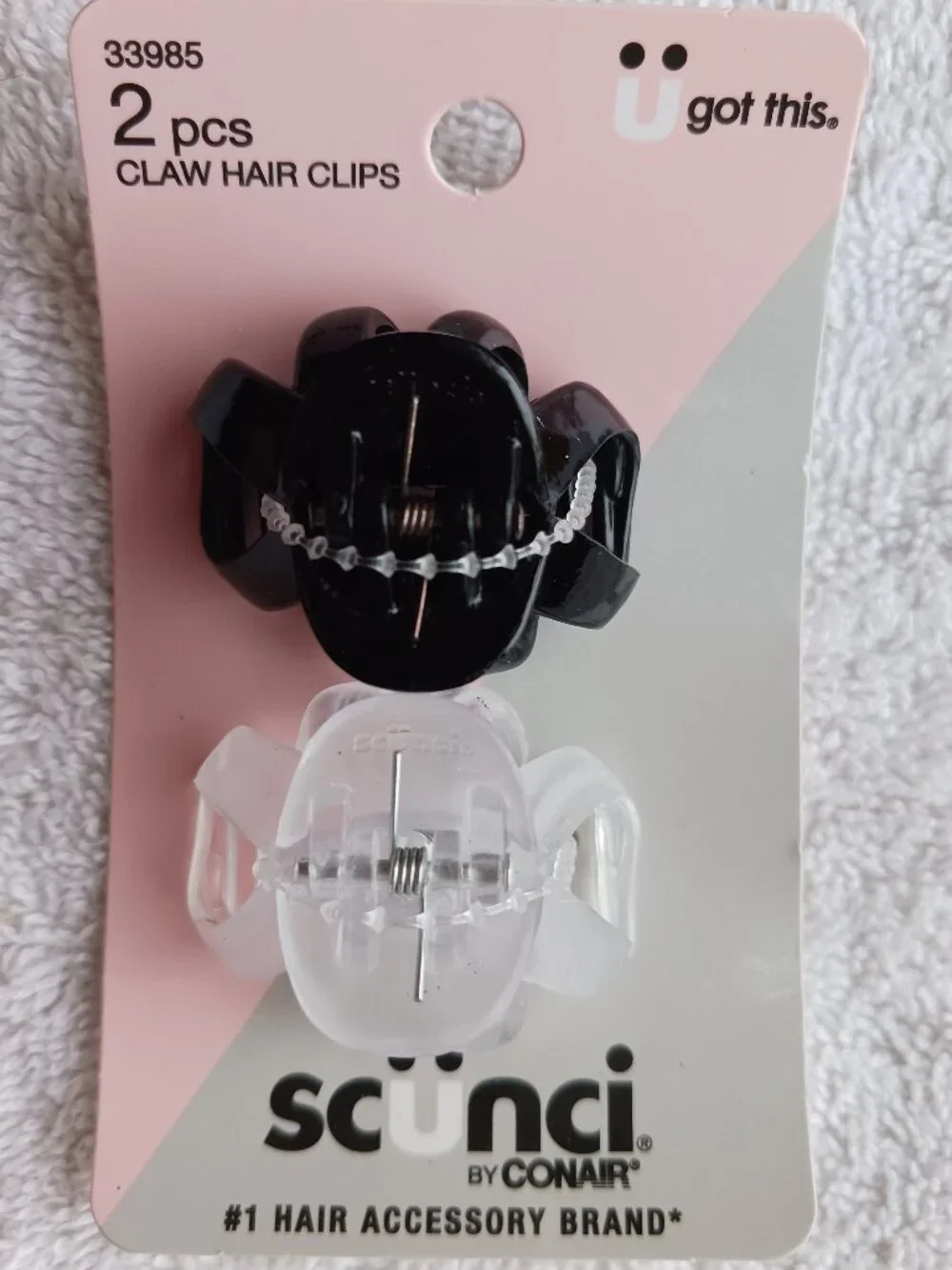 2 Scunci Conair Spider Octopus Hair Claw Clips Frosted Clear Black Plastic Jaw